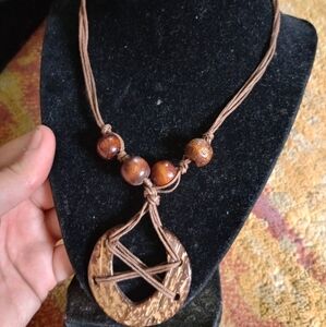 Brown Wooden Pendant Necklace